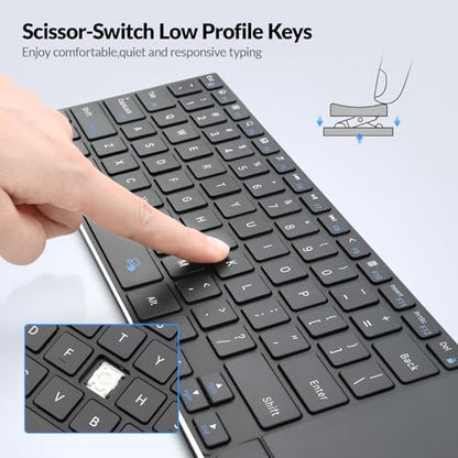 Rii 2.4G Wireless Keyboard,Bluetooth Keyboard(BT 5.1+2.4G),Aluminium Alloy Portable with Touchpad for Computer,PC,Tablet,iPad,Android TV Box,Smart TV,Windows,Mac (Black) | BT 5.1+2.4G,Aluminium Alloy,Easy meadia control,built-in touchpad for HTPC,PC,Table