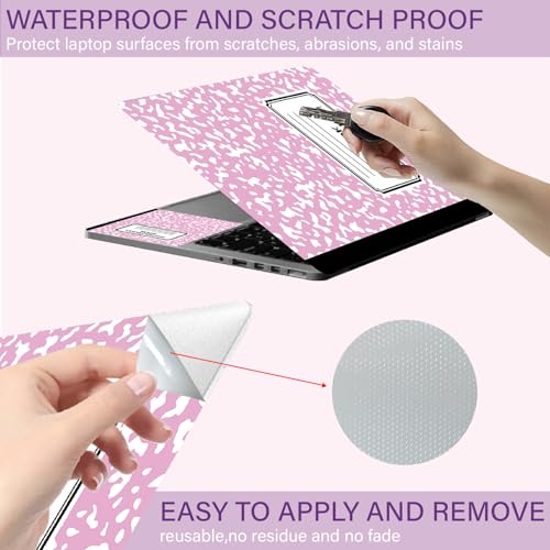CREATCABIN Laptop Skin Sticker Decal PVC Vinyl Quote Sticker Notebook Art Decal PC Art Personalized Protector Waterproof Scratchproof for 12.1 13 13.3 .6 14 15 15.3 16 Inch Pink Composition Book - style: Pink Composition Book