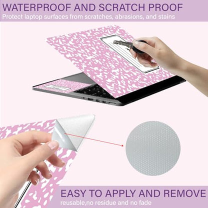 CREATCABIN Laptop Skin Sticker Decal PVC Vinyl Quote Sticker Notebook Art Decal PC Art Personalized Protector Waterproof Scratchproof for 12.1 13 13.3 .6 14 15 15.3 16 Inch Pink Composition Book - style: Pink Composition Book