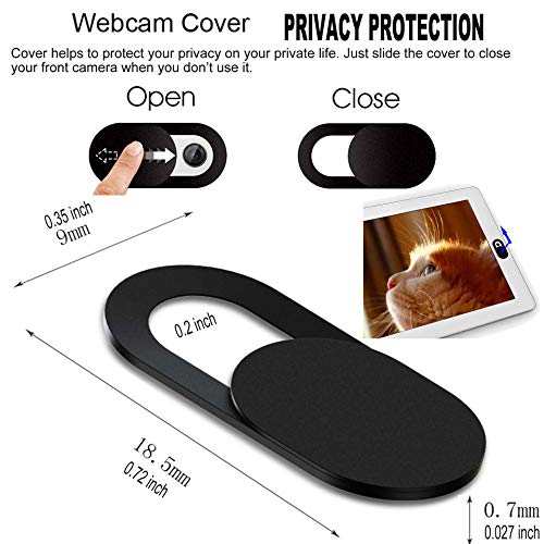 [6 Pack] Webcam Cover Slide 0.027in Ultra Thin Web Camera Cover fits Laptop, Desktop, PC, Macboook Pro, iMac, Mac mini, Computer, Smartphone,Protect Your Privacy and Security,Strong Adhensive-Black