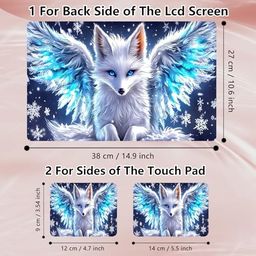 Laptop Skin Sticker Decal 12" 13" 13.3" 14" 15" 15.6",Waterproof Scratch Resistant Vinyl,Reusable Easy to Apply,for MacBook HP Dell Notebooks Netbooks Laptop,2 Wrist Pads,Cute White Fox - color: Cute White Fox