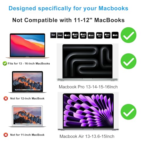 2 Pack Mac Keyboard Shortcuts Stickers for MacBook Air/Pro 13-16 Inch - Instant Shortcut Reference, Durable Clear & Matte Black Decals (2020-2026 Models, No Residue) - color: Transparent-black
