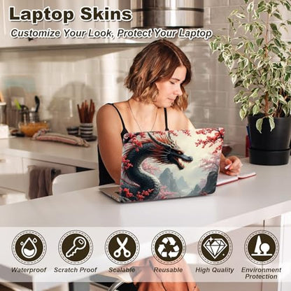 Universal Laptop Skin Sticker, 11-15.6 Inch Reusable Vinyl Laptop Skin Decal, Scratch Resistant Waterproof Cover, Easy to Trim & Apply, Dragon Cherry Blossom - color: Dragon Cherry Blossom