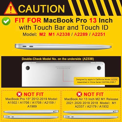 Batianda Matte Ultra-Thin MacBook Pro 13 inch Case 2022 2020 Release Model A2338 M1 M2 A2251 A2289 Fingerprint-Resistant, Precision Fit, Durable with TPU Keyboard Cover and OTG Adapter,Translucent - color: Translucent