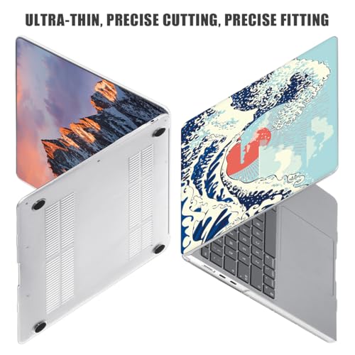 for MacBook Air 15 inch Case 2026-2023 Release M5 A3448 M4 A3241 M3 A3114 M2 A2941 Liquid Retina Display, Hard Shell Case with Keyboard Cover+Screen Film+Trackpad Film, Great Wave - color: Great Wave