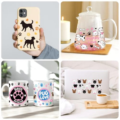 Dogs UV DTF Cup Wraps, 10 Sheets Transfer Sticker | Waterproof UV DTF Stickers, Custom Vinyl Decals for 16oz Coffee Cups Tumblers Bottles Mugs, DIY Gifts & Crafts - style: Dogs