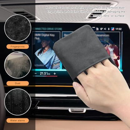 Car Screen Cleaner, Microfiber Dashboard Cleaning Wipes, Vehicle Touch Screen Pad Universal Cleaning Tool for Vehicle Dashboard Display, Car Cleaning Kits (Gray) - color: Rectangle, Gray, 1 Pcs
