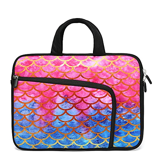 11 11.6 12 12.1 12.5 inches Laptop Sleeve Chromebook Case Ultrabook Case Notebook Sleeve PC Messenger Bag Tablet Case Neoprene Handle Sleeve for Women Men, Two Pockets(Mermaid Scale) - color: Mermaid Scale, size: For 11" 11.6" 12" 12.1" 12.5 Inch