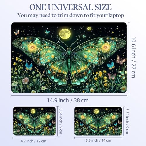 Universal Laptop Skin Sticker Decal,15.6 Inch Laptop Vinyl Cover for 13" 14" 15.6" Laptop,Scratch-Resistant Waterproof Protector Wrap,Reusable with Wrist Pads,Green Moth - color: Green Moth