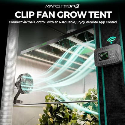 MARS HYDRO M6 Grow Tent Fan 6'', 10 Speeds Powerful Oscillating Clip Fan with Low Noise for Hydroponic Plants and Ventilation Circulation with convenient APP/WiFi Control - size: 1PC