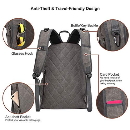 Canvas Laptop Backpack, Waterproof School Backpack With USB Charging College - color: Gray