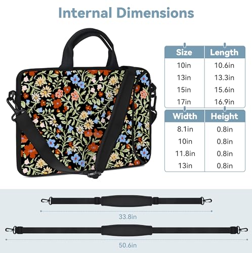 10 inch Messenger Bag Carrying Case with Handle Accessory Pocket Fits 7 to 10-Inch Laptops/Notebook/Kids Tablet (7-10.2 inch, Flowers2) - color: Flowers2, size: 7-10.2 inch