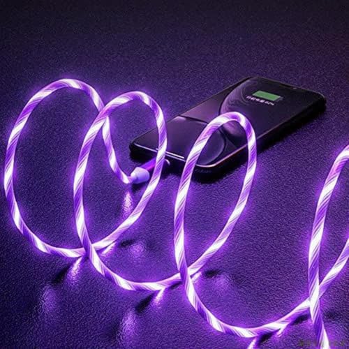 IHAO USB A to C Charger Cable PD Fast Charge and High Speed Sync Visible LED Current Flowing Compatible with All USBC Device-39Inches Purple - color: USB A TO C Purple
