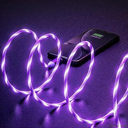 IHAO USB A to C Charger Cable PD Fast Charge and High Speed Sync Visible LED Current Flowing Compatible with All USBC Device-39Inches Purple - color: USB A TO C Purple