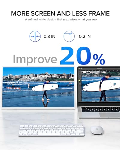 UPERFECT Portable Monitor 15.6", 125% sRGB 1080P Laptop Monitor (White) | Ultra-Slim Display, USB-C & MINI HDMI, 350 Nits, VESA & Case, Travel Small Second Screen for Computer, Mini PC, Game Consoles - size: 15.6 Inches