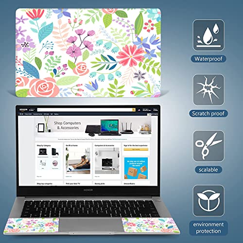 Laptop Skin Sticker Decal 15-15.6 Inches, Universal Reusable Vinyl Sticker for 12.1 13 13.3 14 15.4 Inches Netbook/Notebook PC, Waterproof & Scratch-Resistant (Flowers, Leaves) - color: Flowers, Leaves