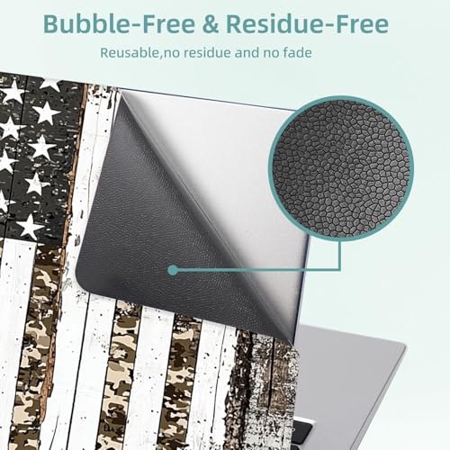 Universal Laptop Skin Decal, 3-Piece Vinyl Protector for 12 13 14 15.6" Notebook, Waterproof Anti-Scratch, Easy Trim & Bubble-Free Finish, American Flag Made of White Wood - color: American Flag Made of White Wood