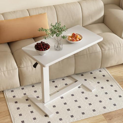 Overbed Bedside Table with Wheels Hospital Bedside Desk,White | Adjustable Hospital & Home Use Bed Table Rolling Laptop Table Mobile Standing Desk Rolling Computer Cart Over Bed Tray Table - color: White1, size: 27.6 inches