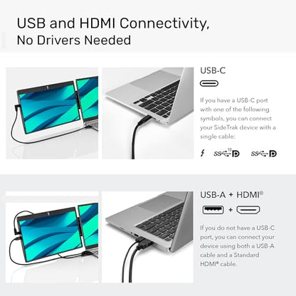 SideTrak Swivel 12.5" Portable Monitor for Laptop, Patented Swivel Hinge, Laptop Screen Extender | FHD Dual Screen w/Kickstand, USB or HDMI, Mac, PC, Chromebook Compatible (Single Monitor) - style: 12.5" Single Monitor