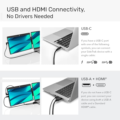 SideTrak Swivel 12.5" Portable Monitor for Laptop, Patented Swivel Hinge, Laptop Screen Extender | FHD Dual Screen w/Kickstand, USB or HDMI, Mac, PC, Chromebook Compatible (Single Monitor) - style: 12.5" Single Monitor