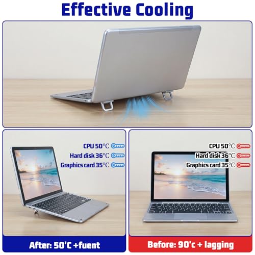 4PCS Portable Keyboard Riser Self Adhesive Laptop Stand Black Mini Invisible Computer Feet for Desk Computer Keyboard Stand Laptop Holder with Anti Slip Silicone(White) - color: White