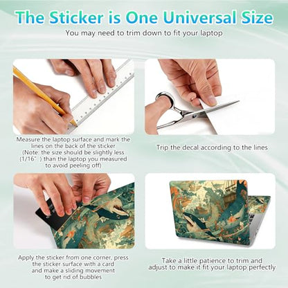 Laptop Skin Sticker Decal 12"-15.6" Universal Laptop/Notebook/Netbook Vinyl - Waterproof Scratch Resistant,Fits HP Dell Lenovo MacBook,2 Free Wrist Pads,Easy Apply & Remove,Cute Cartoon Shark - color: Cute Cartoon Shark