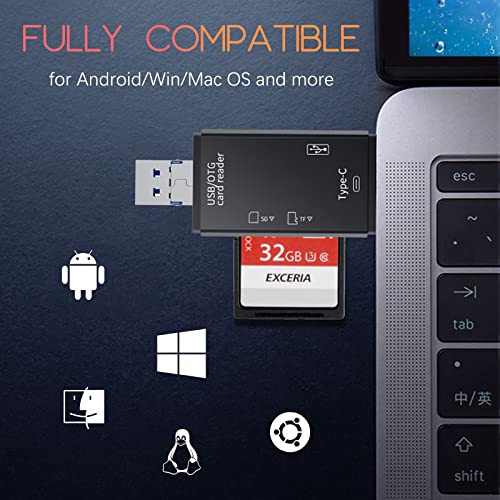 Micro SD Reader for Android Phone, USB-C SD Card Reader for Camera, USB Card Read for PC Macbook and Laptop