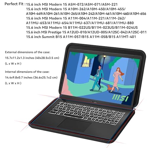 Smatree Hard EVA Protective Sleeve Case Compatible for 15.6 inch MSI Modern 15 A5M/A10M/A10R/A11M/A11MU/A11SB/B11M, Prestige 15 A12UD/A12SC, Summit B15 A11M, 16 inch LG gram Style OLED/LG gram (A1600) - color: for 15.6inch MSI Laptop