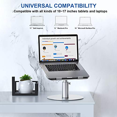 Adjustable Laptop Stand, Aluminum Laptop Riser, Multi-Angle Height Adjustable 360°Rotation Notebook Stand Desktop Holder Compatible with Mac MacBook Pro Air, Lenovo, Dell XPS, HP(10-17") - color: B-silver