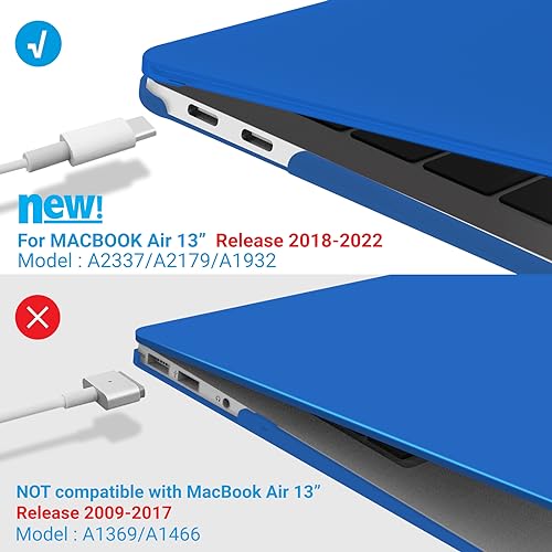 IBENZER Compatible with New MacBook Air 13 inch Case 2022 2021 2020 M1 A2337 A2179 A1932, Plastic Hard Shell Case with Keyboard Cover for Mac Retina Display with Touch ID, Klein Blue, AT13-KLBL+1 - color: Klein Blue