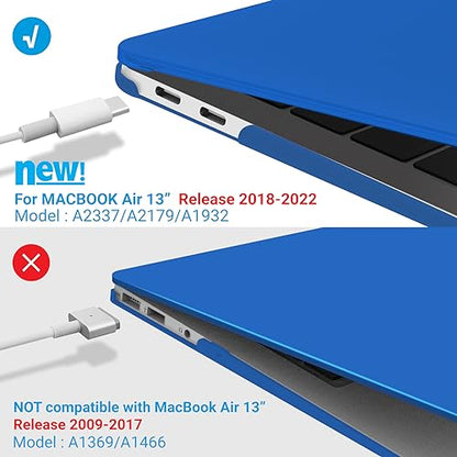 IBENZER Compatible with New MacBook Air 13 inch Case 2022 2021 2020 M1 A2337 A2179 A1932, Plastic Hard Shell Case with Keyboard Cover for Mac Retina Display with Touch ID, Klein Blue, AT13-KLBL+1 - color: Klein Blue