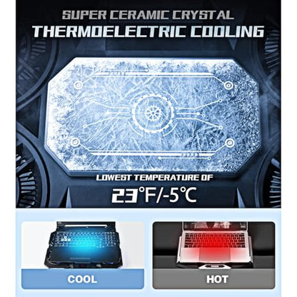 Laptop Cooling Pad with Thermoelectric Cooler and 4 Fans, Powerful Laptop Cooler, Independent Control, Multi-Gear Adjustment, RGB, 14-21 Inch Laptop Stand (Laptop Cooling Pad)