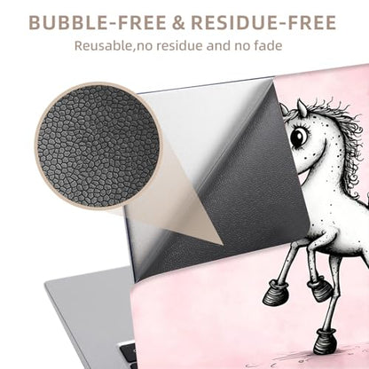 Universal Laptop Skin Sticker for 12/13/14/15.6 Inch Laptops, Reusable Vinyl Laptop Decal Cover, Waterproof Scratch Resistant Notebook Skin with 2 Wrist Pads,Cartoon Horse - color: Cartoon Horse