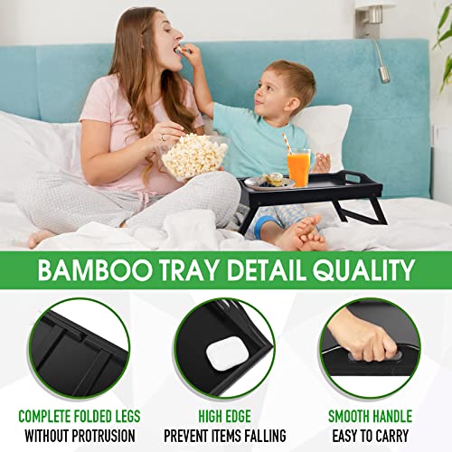 Artmeer Bed Tray Table with Foldable Legs,Bamboo Breakfast Tray with Handles Ideal for Sofa, Bed, Eating,Working,Used As Laptop Desk Snack Tray 2 Pack Black - color: Black-2 Pack