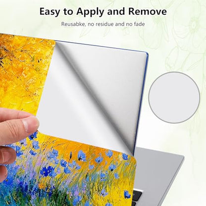 Laptop Skin Sticker Decal, Universal Reusable Vinyl Laptop Cover for 12" 13" 13.3" 14" 15" 15.4" 15.6" Notebook PC, Reusable Waterproof Scratch-Resistant with 2 Wrist Pads,Watercolor Wildflower - color: Watercolor Wildflower