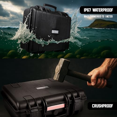 Durabox All Weather Hard Case 18 x 14 x 6” - TSA Approved Hard Shell Travel Case with Customizable Foam for Cameras, Lenses, Laptops, Electronics, Guns, Pistols and Other Gear - size: Medium 18 x 14 x 6"