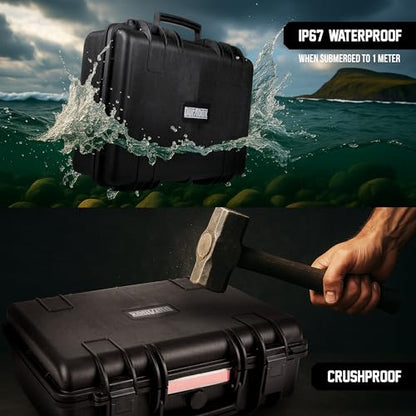 Durabox All Weather Hard Case 18 x 14 x 6” - TSA Approved Hard Shell Travel Case with Customizable Foam for Cameras, Lenses, Laptops, Electronics, Guns, Pistols and Other Gear - size: Medium 18 x 14 x 6"