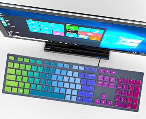 Keyboard Cover Skin for Dell KM636 Wireless/KB216 KB216p KB216d Wired Keyboard/Dell Optiplex 5250 3050 3240 5460 7450 7050,Dell Inspiron AIO 3475/3670/3477 All-in one Desktop Keyboard Skin-Rainbow - color: Rainbow(for Dell KB216 KM636 Keyboard)
