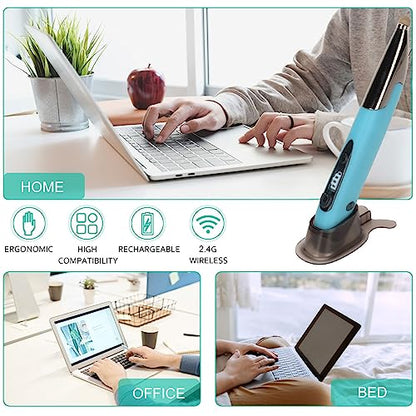 Wireless Pen Mouse, Rechargeable 2.4G Dual Mode Handwriting Stylus with Touch Head for PC Laptop iOS (Blue) - color: Blue