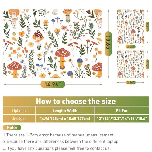 12.1-15.6 Inch Laptop Skin Decal, Universal Reusable Vinyl Laptop Cover Sticker, Waterproof Art Protector with Cute Mushroom & Nice Plants Theme - color: Cute Mushroom Nice Plants