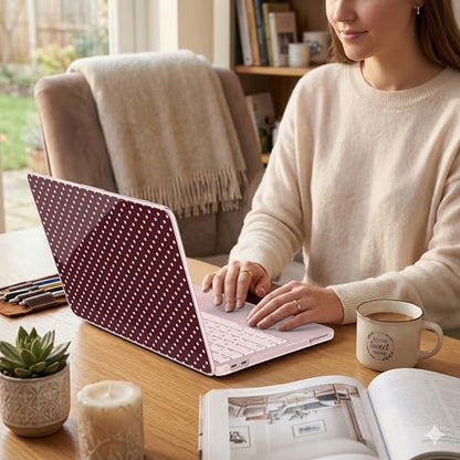 for MacBook Neo 13 Inch Case 2026 (Model A3404, A18 Pro chip), Stylish Pattern Protective Hard Shell with Screen Protector, Keyboard Cover & USB-C Adapter - Burgundy Polka Dots - color: Burgundy Polka Dots