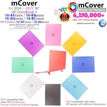 mCover Case ONLY Compatible for 16” 2024+ HP OmniBook 5 16-AF / 16-AG / 16-BAxxxx / 16-BCxxxx and Pavilion 16-AF / 16-AG0000 Series Windows AI Notebook PC (NOT Fitting Other HP Models)- Clear - color: Clear