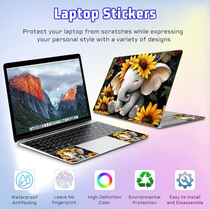 Universal Laptop Skin Sticker Decal, Compatible with MacBook HP Dell Lenovo 12"-15.6", Reusable Vinyl Notebook Cover 3PCS Set, High-Recognition Film-Sunflower Baby Elephant - color: Sunflower Baby Elephant