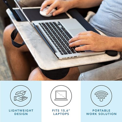 LAPGEAR Home Office Pro Lap Desk – White Marble, Fits 15.6” Laptops - color: White Marble, size: Home Office Pro W/Wrist Rest