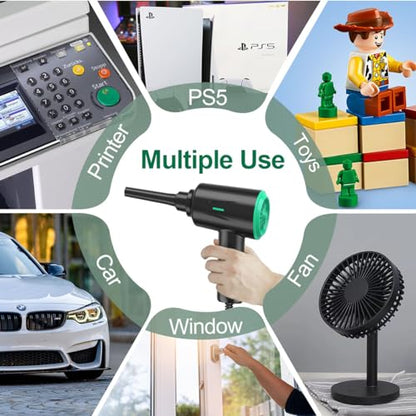 Meudeen Air Duster - Electric Air Blower - 5.74oz High Power Cleaning for Computer - PC - 2 Gear Compressed Air - color: Green