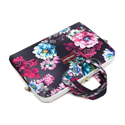 Water Resistant Laptop Shoulder Messenger Bag Sleeve Case for MacBook Pro 16 inch and 15 inch-15.6 inch laptop (Purple Lotus) - color: Purple Lotus