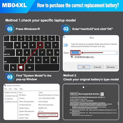 55.67Wh MB04XL Battery for Hp Envy X360 M6-AQ105DX M6-AQ103DX M6-AQ003DX M6-AR004DX M6-AQ005DX M6-AQ000 844204-850 843538-541 15-AQ015NR 15-AQ273CL 15T-AQ200 15-AQ005NA 15-AQ173CL HSTNN-UB6X 15.4V - size: 10.4 * 4.5 * 0.2 Inch MB04XL