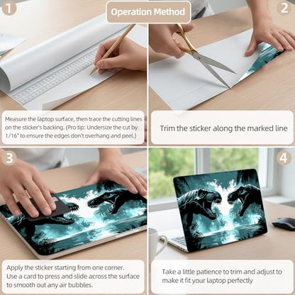 Aesthetic Laptop Skin Cover,12-15.6 Inch Universal Vinyl Sticker Decal,Waterproof Scratch-Resistant Notebook Wrap,Removable Residue-Free Protector,Dinosaur Jungle River - color: Dinosaur Jungle River