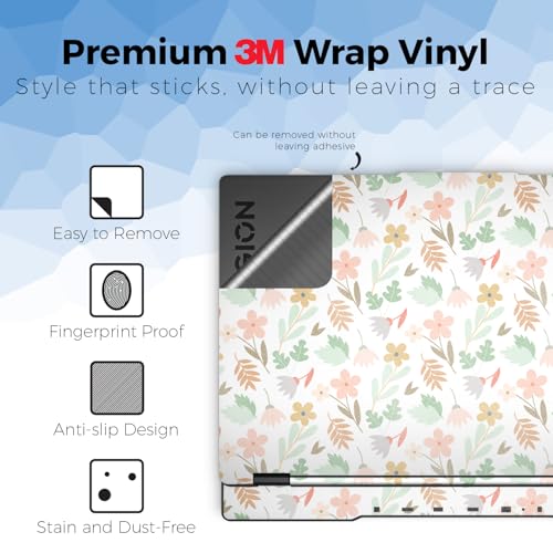 Glossy Glitter Laptop Skin Compatible with Lenovo Legion 5 Gaming Laptop (15IRX9) 2024 - Neutral Flowers - Premium 3M Vinyl Protective Wrap Decal Cover - Easy to Apply | Crafted in the USA - color: Neutral Flowers, size: Legion 5 Gaming (15IRX9) 2024 Full