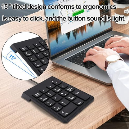 USB Numeric Keypad Wired Number Pad Portable USB Numpad 18 Key Number Keyboard for Laptop, PC, Computer, Desktop- Black